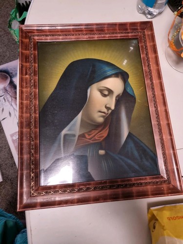 Maria weinendes bild mit glas - mit,