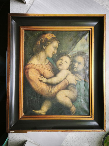 Antik ölbild maria jesus kind - jesus,